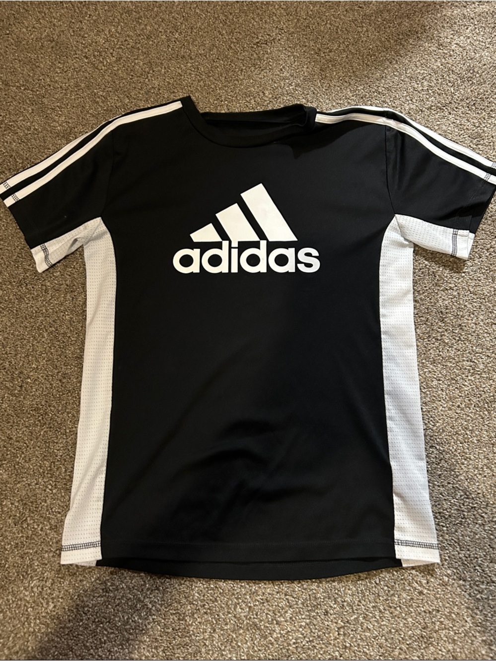 adidas Black and White Kids Logo Athletic Tee
